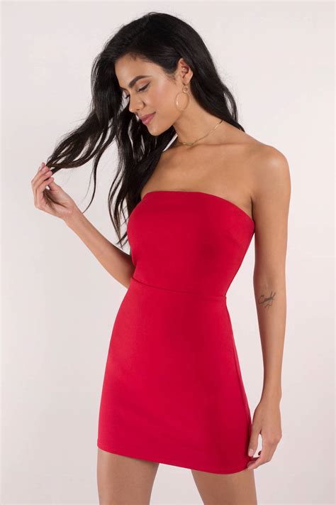 versace red strapless dress|Versace bodycon dress.